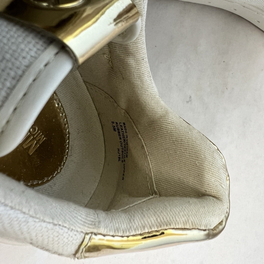 Michael Kors Gertie Tennis Shoes Mens 9.5‎ Cream Gold Low Top Sneakers - Picture 12 of 16